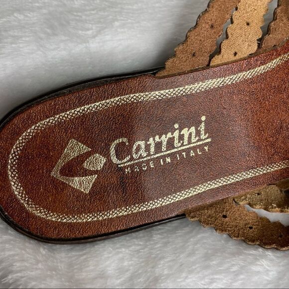 Carrini Slip On Strappy Sandal Brown And Tan Size 9 - Picture 4 of 8